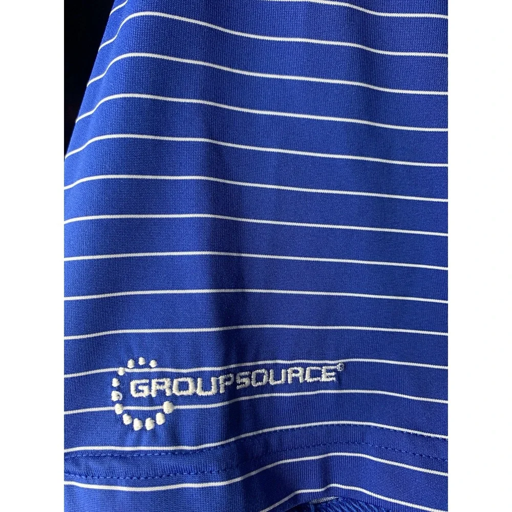 Mens L Climalite Adidas‎ Golf Blue Preppy Short Sleeve Polo Striped Shirt